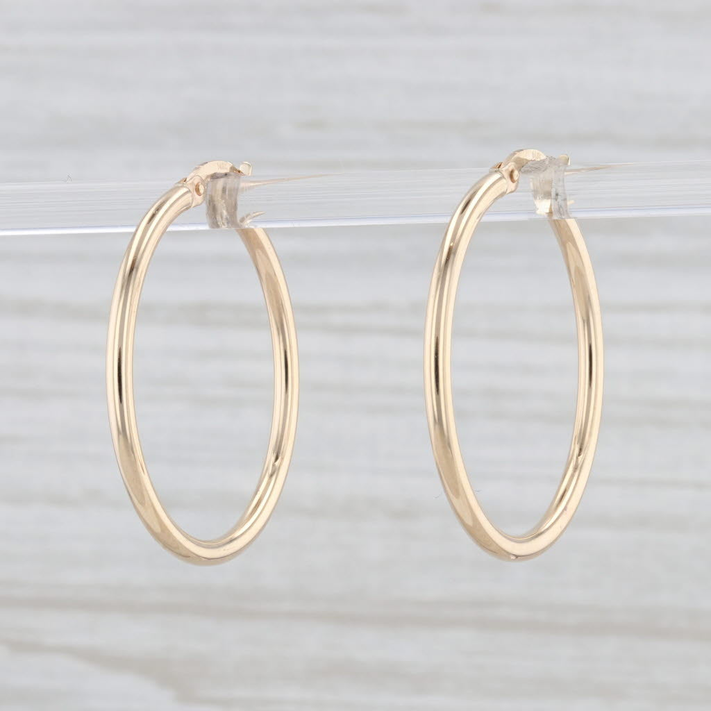 Light Gray New Hoop Earrings 14k Yellow Gold Snap Top Pierced 30mm x 2mm