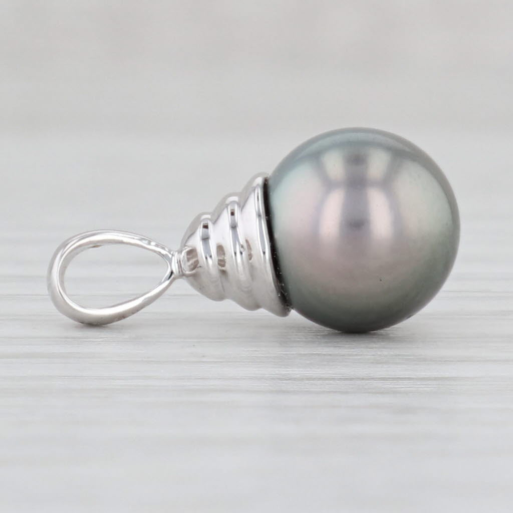 Saltwater Grey Cultured Pearl Drop Pendant 14k White Gold