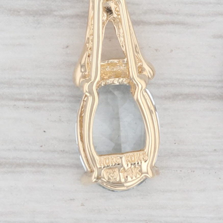 Light Gray 1.60ct Aquamarine Pendant 14k Yellow Gold March Birthstone Oval Solitaire