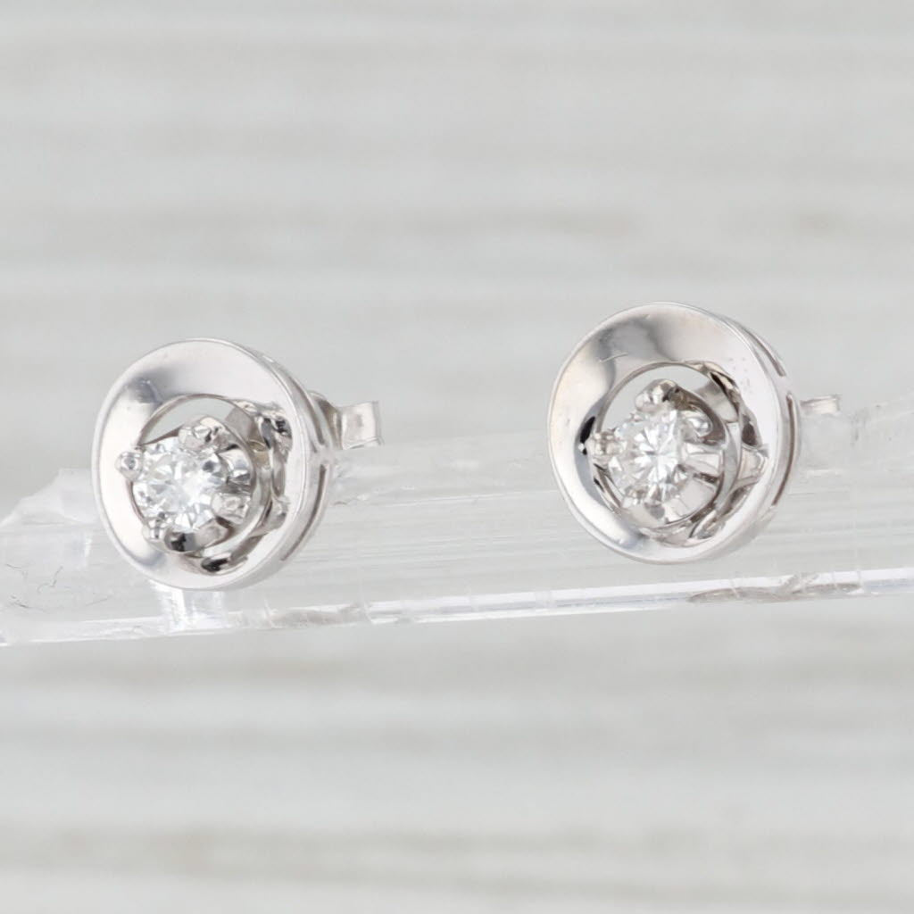 Light Gray 0.22ctw Round Diamond Solitaire Stud Earrings 14k White Gold