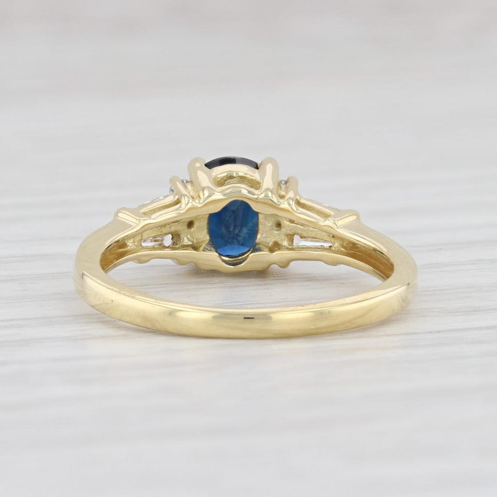 Light Gray 1.78ctw Blue Sapphire Diamond Ring 18k Yellow Gold S 7 Oval Solitaire Engagement