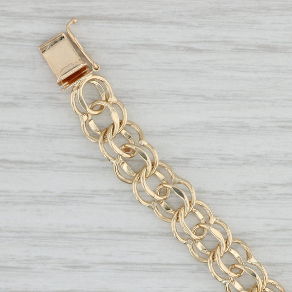 Light Gray 7" Double Curb Chain Starter Charm Bracelet 14k Yellow Gold 8.7mm