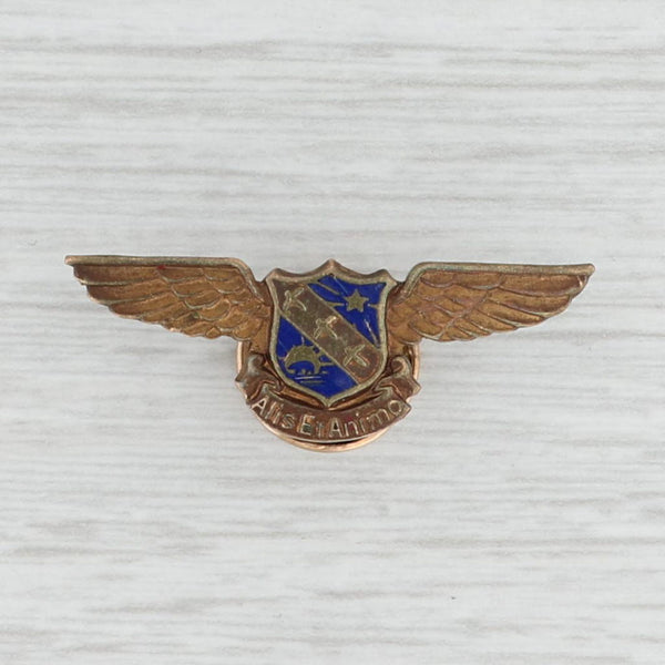 Light Gray USAAF 21st Bomb Group Alis et Animo Wings Pin Vintage Military Badge