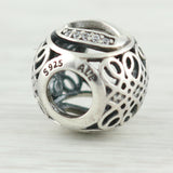 Light Gray New Authentic Pandora Vintage O Charm 791859CZ Sterling Silver Letter "0"