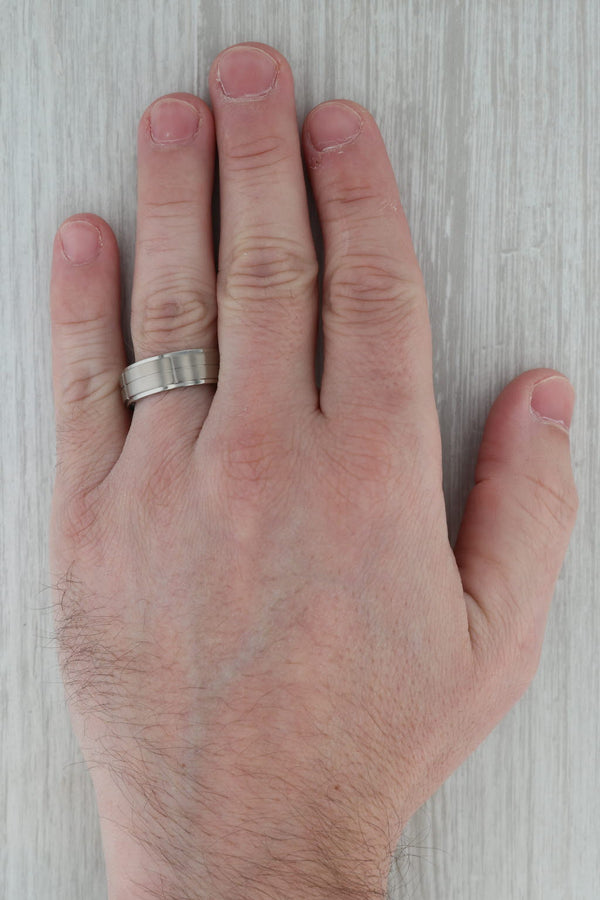 Rosy Brown New Beveled Brushed Titanium Ring Wedding Band Size 12.75