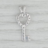 Gray 0.12ctw Diamond Heart Skeleton Key Pendant 18k White Gold Keepsake Gift
