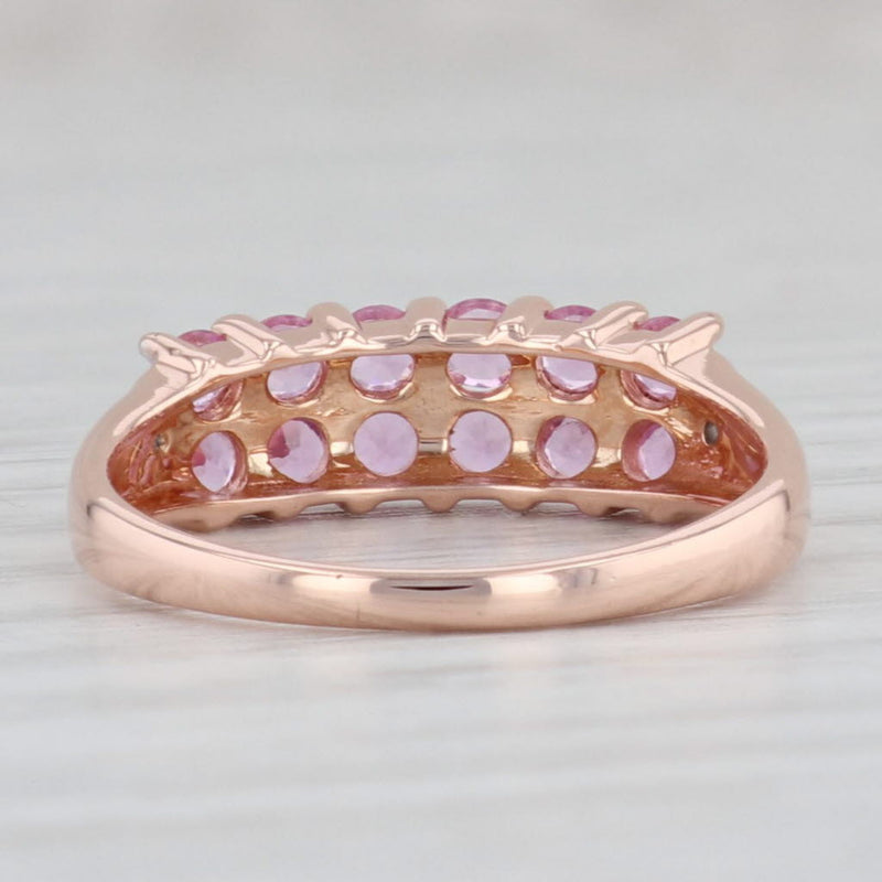 0.85ctw Pink Sapphire Ring 14k Rose Gold Size 6.25 Stackable Diamond Accents