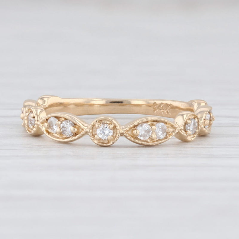 New 0.25ctw Diamond Stackable Ring 14k Yellow Gold Wedding Band Stacking Size 6