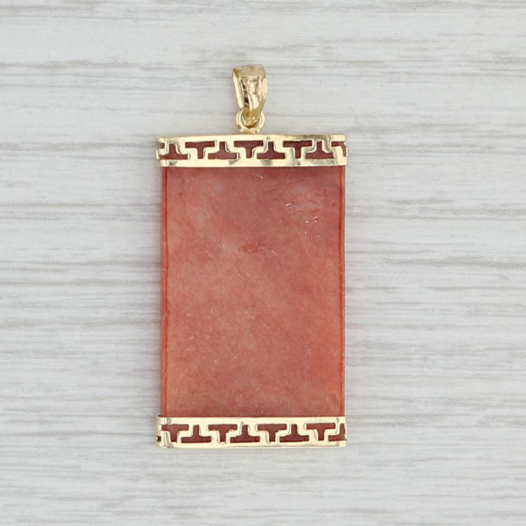 Light Gray Red Jadeite Jade Good Luck Pendant 14k Gold Chinese Character