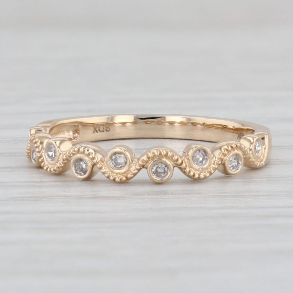 Light Gray New Diamond Stackable Ring 10k Yellow Gold Wedding Band Women's Stacking Sz 7