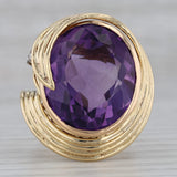 Gray 20.01ctw Oval Amethyst Diamond Cocktail Ring 18k Yellow Gold Size 7.25