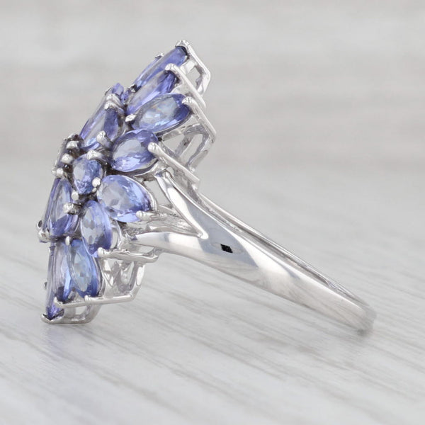 Gray 6.35ctw Tanzanite Flower Cluster Ring 10k White Gold Size 8.5 Cocktail