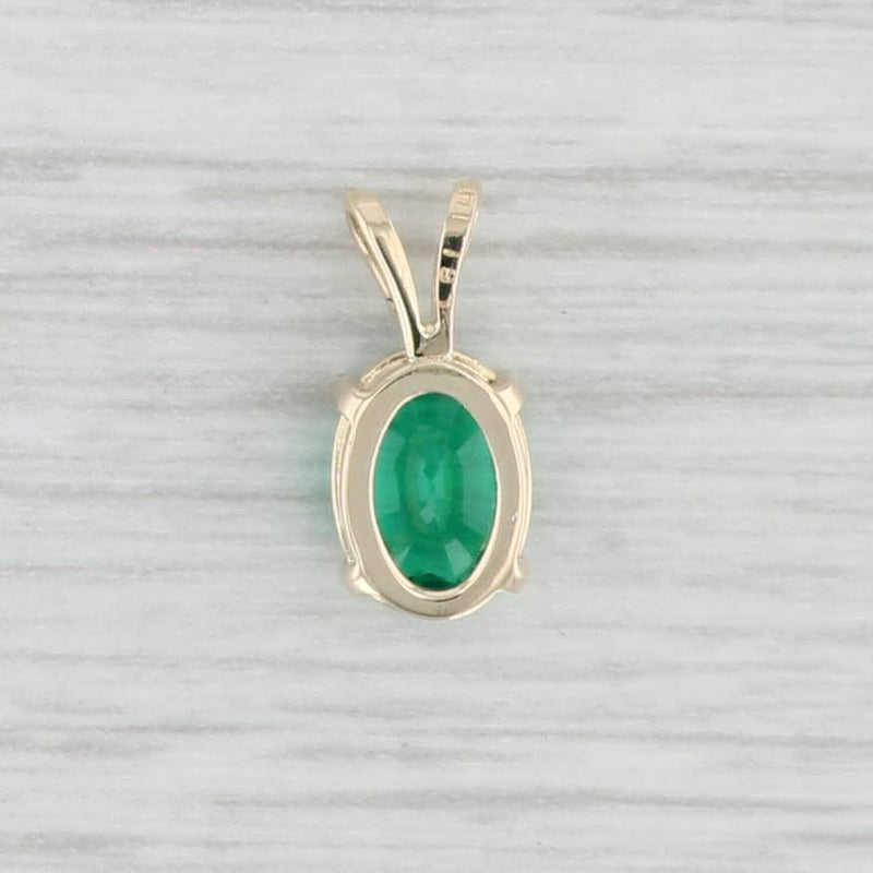 Light Gray 0.45ct Lab Created Emerald Pendant 14k Yellow Gold May Birthstone Oval Solitaire