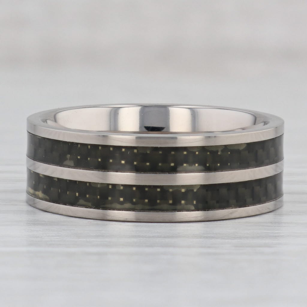 Gray New Men's Titanium Ring Size 11 Wedding Band Woven Pattern