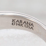 New Kabana Black Mother of Pearl Mosaic Inlay Diamond Ring 14k White Gold 7.5