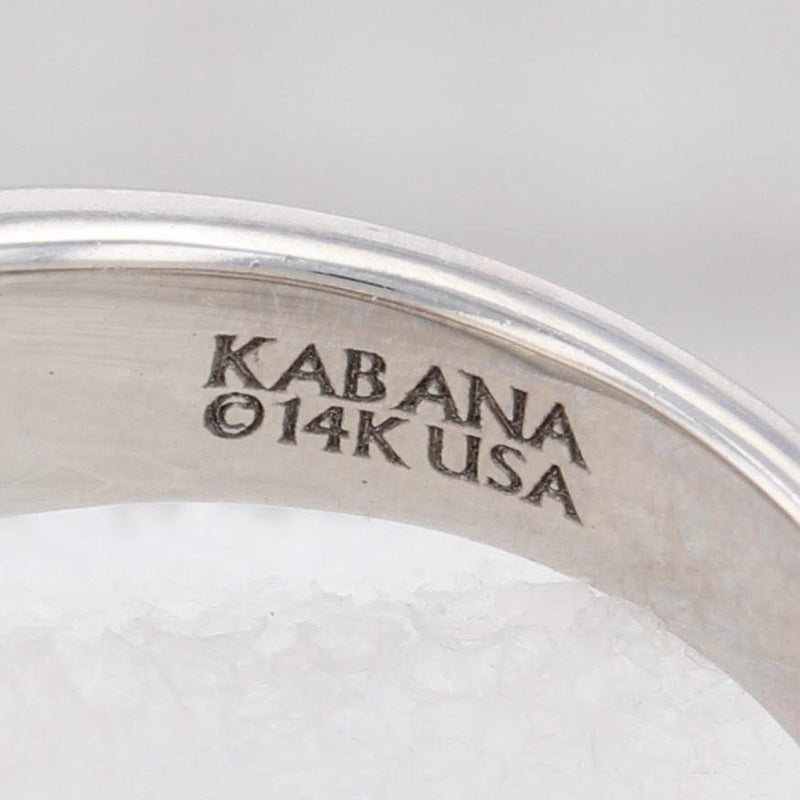 New Kabana Black Mother of Pearl Mosaic Inlay Diamond Ring 14k White Gold 7.5