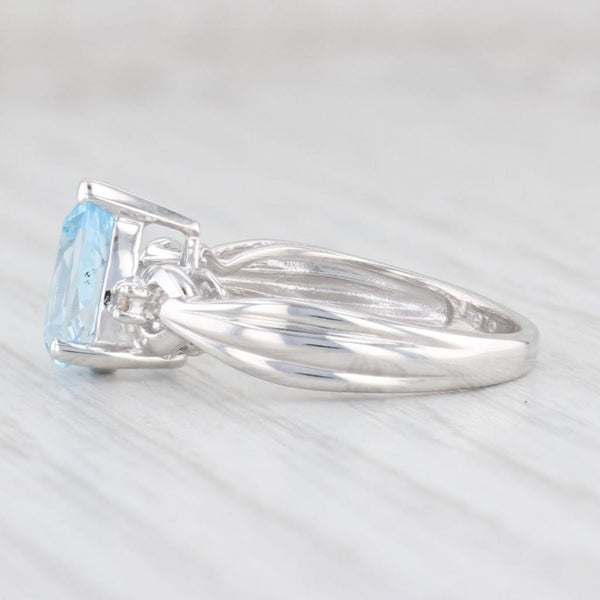 Light Gray 1.52ctw Pear Blue Topaz Diamond Ring 10k White Gold Size 6