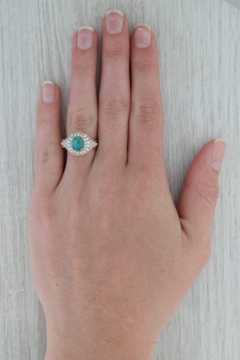 Grey Opal 1ctw Diamond Halo Ring 14k Yellow Gold Size 8 Cocktail