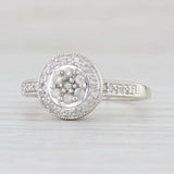 Light Gray 0.15ctw Diamond Cluster Halo Engagement Ring 10k White Gold Size 7