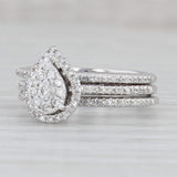 Gray 0.33ctw Diamond Teardrop Halo Engagement Ring Wedding Band Bridal Set 10k Gold