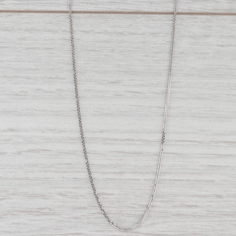 Light Gray New Spiga Wheat Chain Necklace 14k White Gold 18" 0.8mm Adjustable Sliding Bead