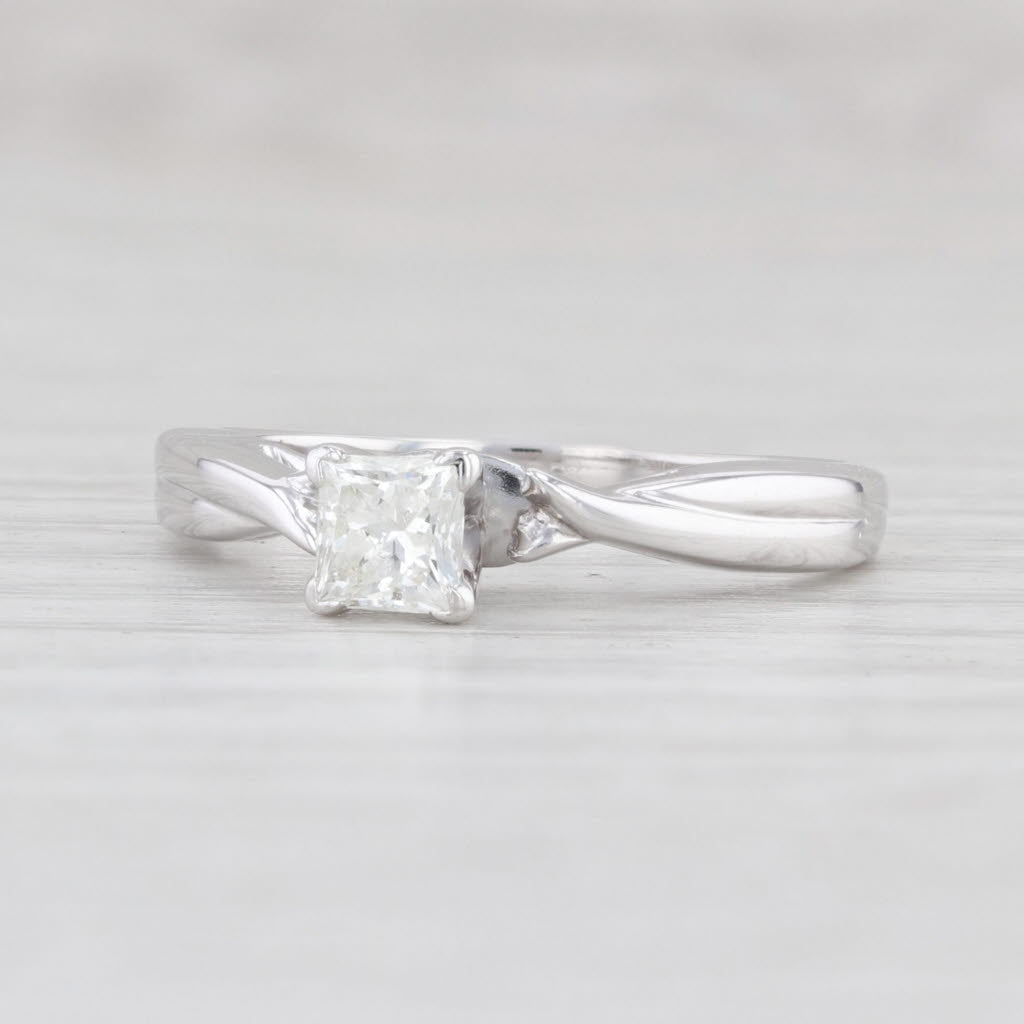 Light Gray 0.35ct Diamond Princess Solitaire Engagement Ring 14k White Gold Size 6