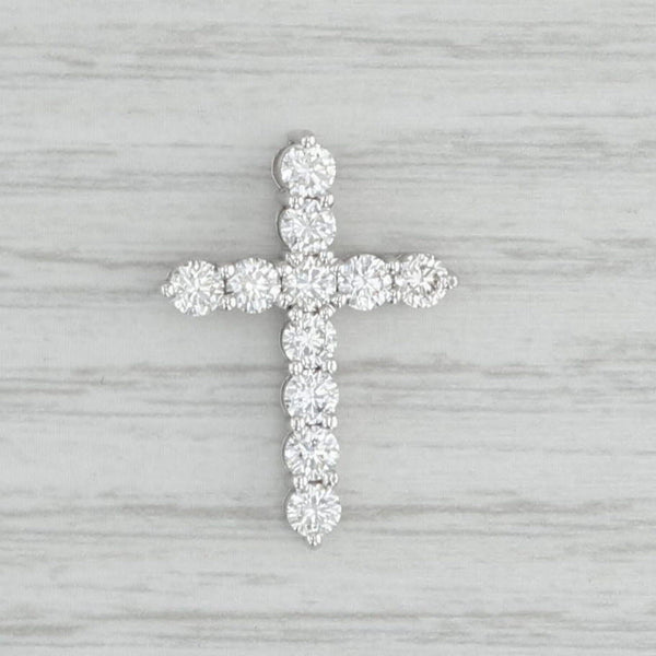 Light Gray 1.05ctw Diamond Cross Pendant 14k White Gold Religious Jewelry