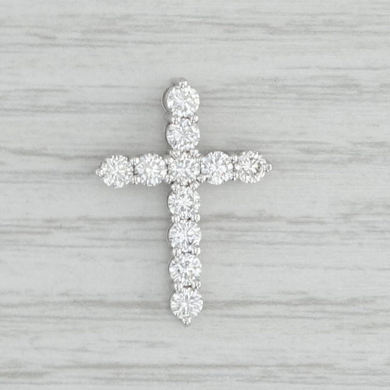 1.05ctw Diamond Cross Pendant 14k White Gold Religious Jewelry