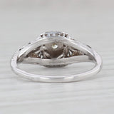 Light Gray Art Deco VS2 Diamond Engagement Ring 14k White Gold Filigree Size 5.25