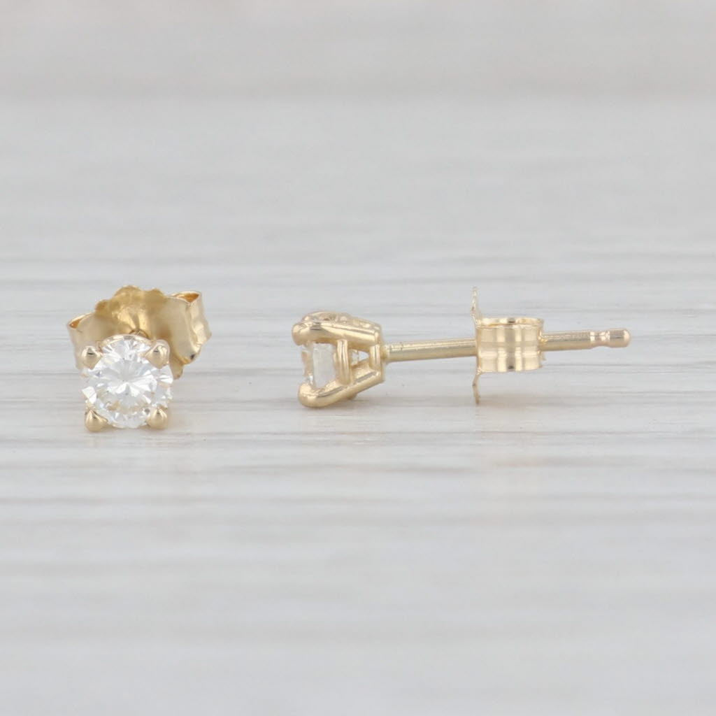 Light Gray New 0.30ctw Diamond Solitaire Stud Earrings 14k Yellow Gold April Birthstone