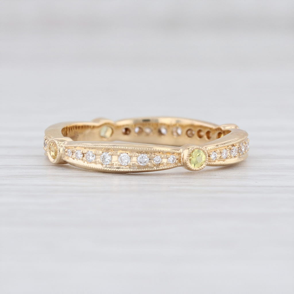 Light Gray New Beverley K Yellow Sapphire Diamond Eternity Ring 14k Gold Stackable Band 6.5