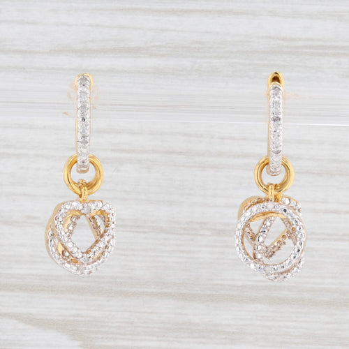 Light Gray New Diamond Hoop Charm Earrings Sterling Silver Pierced Heart Teardrop Small