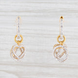 New Diamond Hoop Charm Earrings Sterling Silver Pierced Heart Teardrop Small