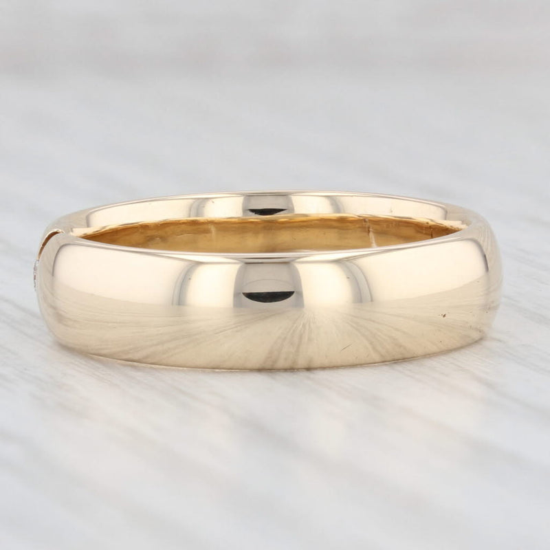 Light Gray Diamond Accented Men's Wedding Band 14k Yellow Gold Size 10 Ring