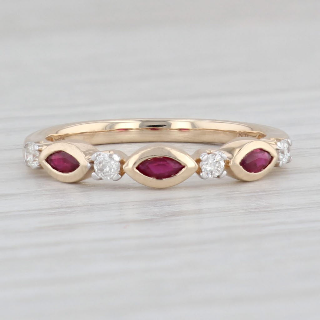 Light Gray New 0.42ctw Diamond Ruby Stackable Band 10k Yellow Gold Size 7 Ring