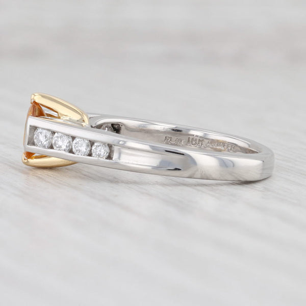 Light Gray 1.10ctw Yellow Orange Sapphire Diamond Ring 18k Gold Platinum Sz 7.25 Engagement