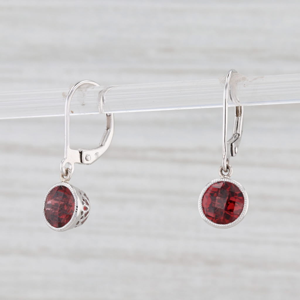 Light Gray New 1.96ctw Garnet Earrings 14k White Gold Solitaire Drop January Birthstone