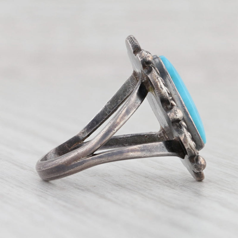 Vintage Native American Turquoise Ring Sterling Silver Size 6.5 Oval Cabochon