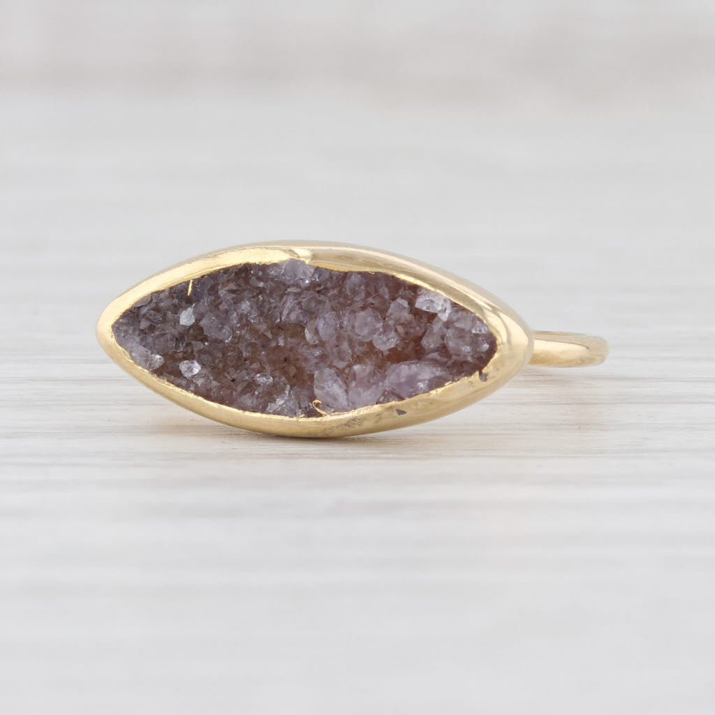 Light Gray New Nina Nguyen Druzy Amethyst Ring Sterling Silver 22k Gold Vermeil Size 7.25