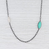 New Nina Nguyen Green Chrysoprase Layer Necklace Oxidized Sterling Silver 42.5"