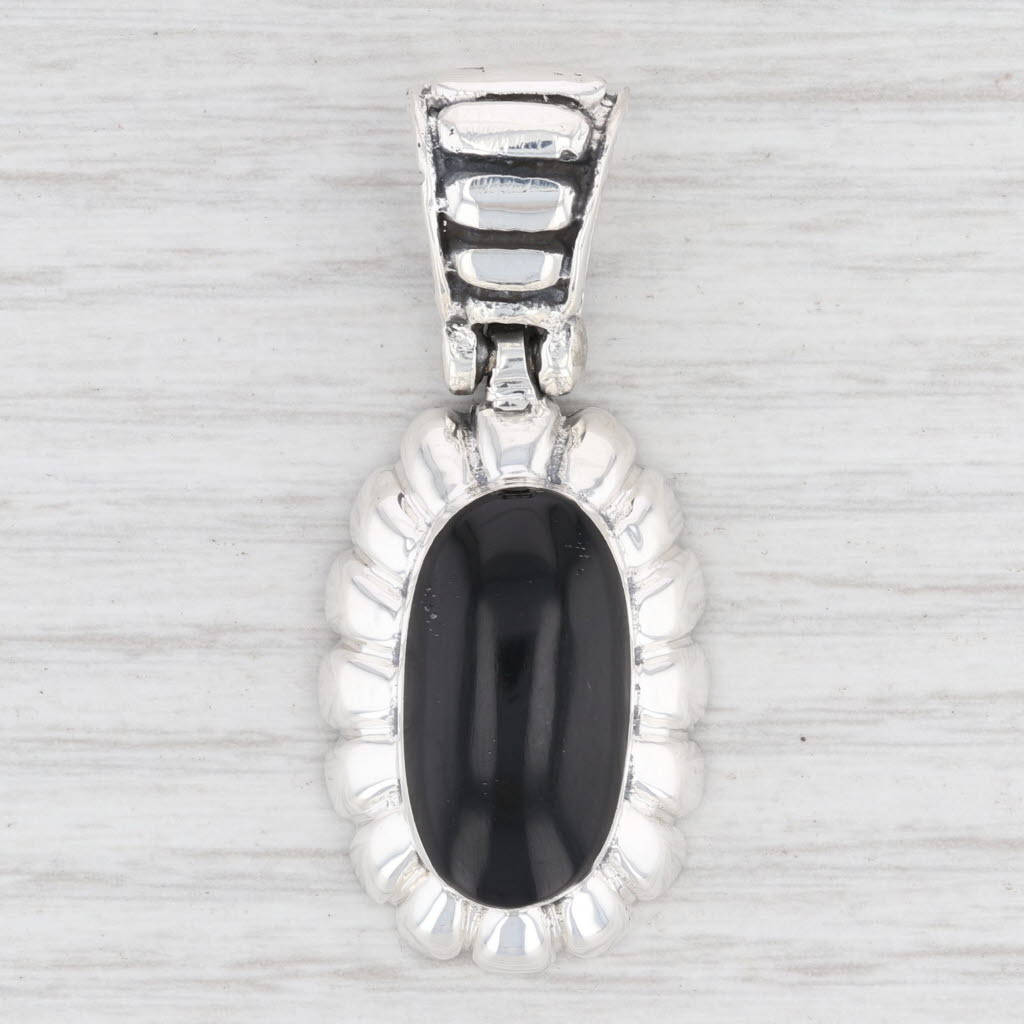 Light Gray New Black Resin Pendant 925 Sterling Silver Statement B12759