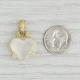 Light Gray Frosted Quartz Heart Diamond Enhancer Pendant 18k Yellow Gold Judith Ripka