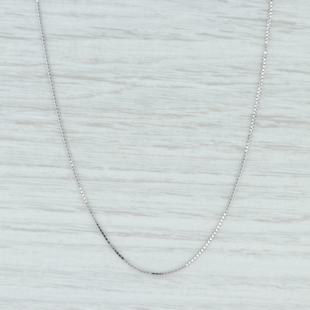 Light Gray New Octava Box Chain Necklace 14k White Gold 18" 0.7mm