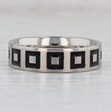 Gray New Men's Square Pattern Titanium Ring Size 10.25 Comfort Fit Wedding Band