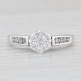 Light Gray 0.74ctw Diamond Cluster Engagement Ring 14k White Gold Size 8