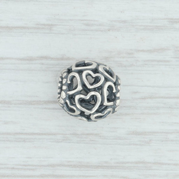 Light Gray New Authentic Pandora Open Your Heart Charm 790964 Sterling Silver Bead