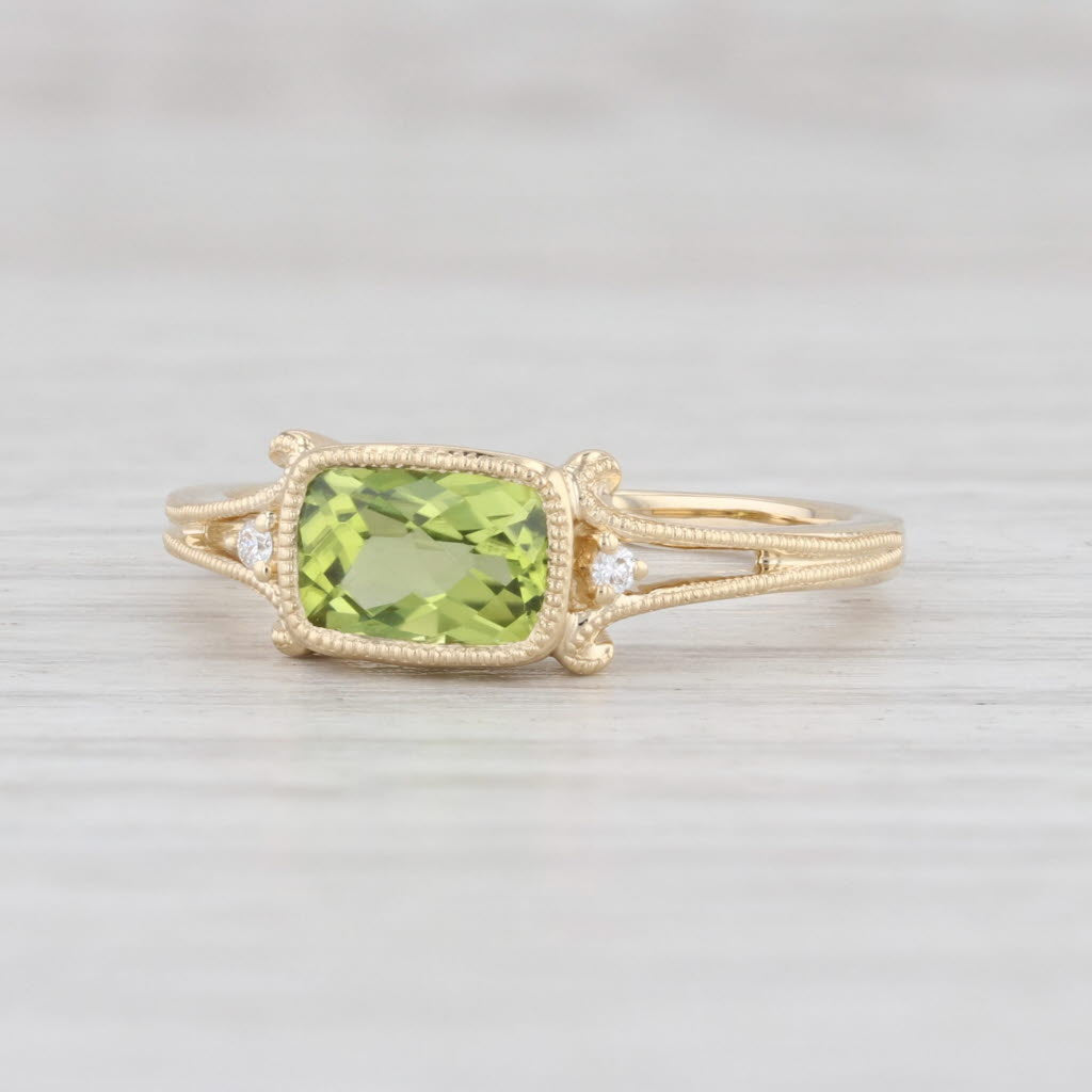 Light Gray New 1.02ctw Peridot Diamond Ring 14k Yellow Gold Size 6.5 August Birthstone