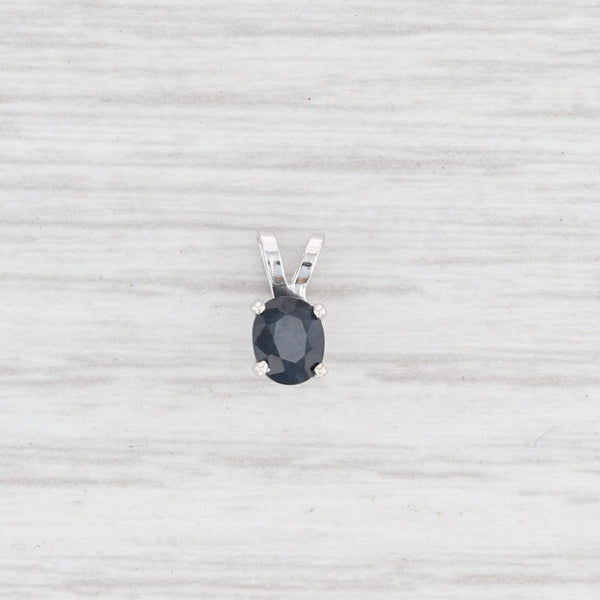 Light Gray New 0.49ct Blue Sapphire Pendant 14k White Gold Oval Solitaire Drop