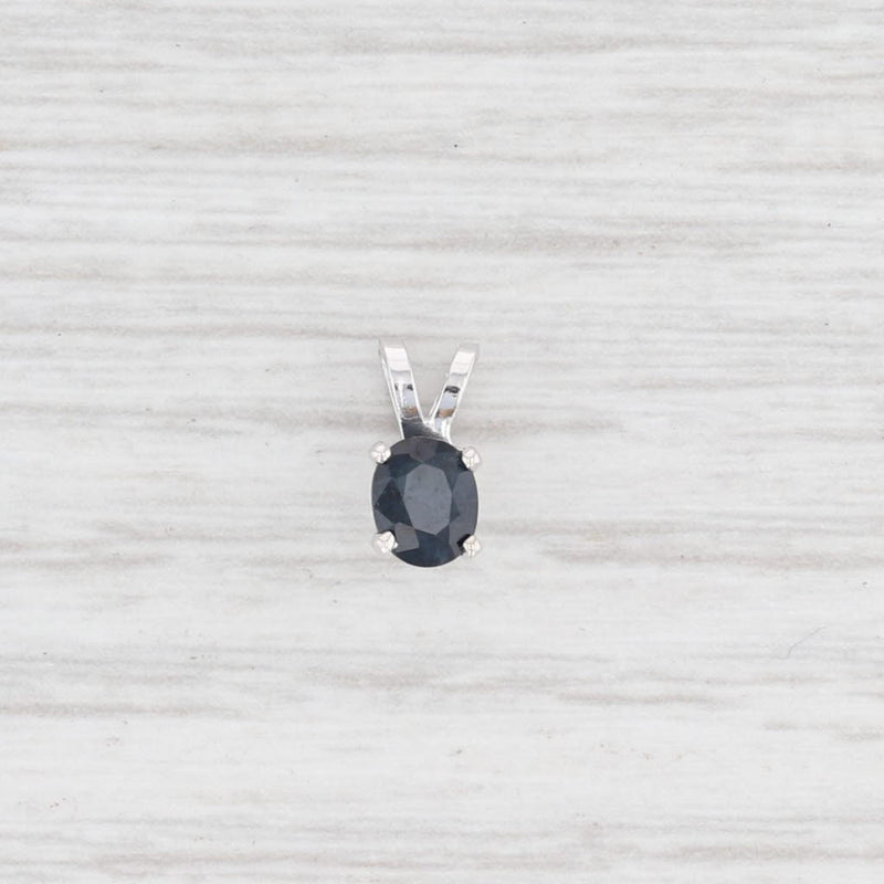 New 0.49ct Blue Sapphire Pendant 14k White Gold Oval Solitaire Drop