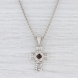 Light Gray New Ornate 1.81ctw Smoky Quartz & Diamond Cross Necklace 18" Sterling 14k Gold